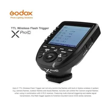 Godox Xpro-C TTL Wireless Flash Trigger for Canon 1/8000s HSS TTL-Convert-Manual Function Large Screen Slanted Design 5 Dedicated Group Buttons 11 Customizable Functions