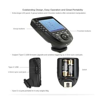 Godox Xpro-C TTL Wireless Flash Trigger for Canon 1/8000s HSS TTL-Convert-Manual Function Large Screen Slanted Design 5 Dedicated Group Buttons 11 Customizable Functions