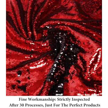 DUOBAO Black to Red Reversible Sequin Fabric by The Yard 6 Feet Two Tone Mermaid Sparkly Colorful Easily Flip Up Fabrics 5mm DIY Sewing Clothes,Tablecloth Runner,Backdrop for Dress