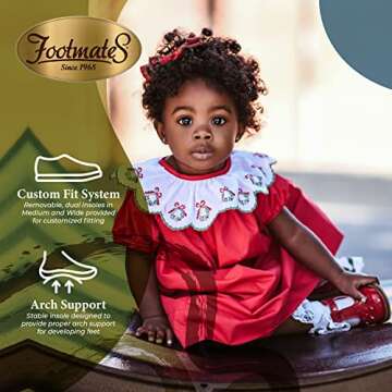FOOTMATES Harper Mary Jane T-Strap Girls Flat Leather Walking Shoes for Ages 1-8, Custom-Fit Insoles...