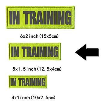 JUJUPUPS Reflective Dog Patches 2 Pack Service Dog,in Training,do not Pet Tags for Hook and Loop Patches Vests and Harnesses (in Training, 5x1.5 inch)