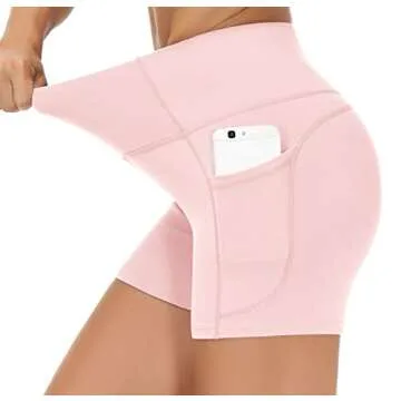 THE GYM PEOPLE High Waist Yoga Shorts for Women's Tummy Control Fitness Athletic Workout Running Sho...
