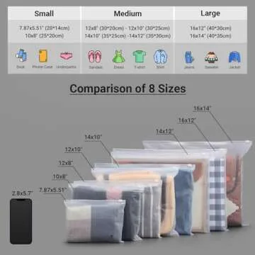 Svaldo 25pcs Frosted Zipper Bags, Plastic Shirt Bags for Packaging T-Shirt, Shirt, Document, 3 Mil, 10X8" Mailing Bags with Vent Holes and Reinforced Sides, Zip Clear Bags Poly Zipper Bags