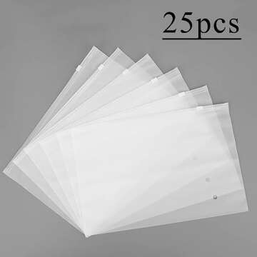 Svaldo 25pcs Frosted Zipper Bags, Plastic Shirt Bags for Packaging T-Shirt, Shirt, Document, 3 Mil, 10X8" Mailing Bags with Vent Holes and Reinforced Sides, Zip Clear Bags Poly Zipper Bags