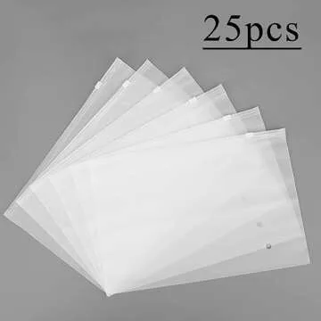Svaldo 25pcs Frosted Zipper Bags, Plastic Shirt Bags for Packaging T-Shirt, Shirt, Document, 3 Mil, 10X8" Mailing Bags with Vent Holes and Reinforced Sides, Zip Clear Bags Poly Zipper Bags