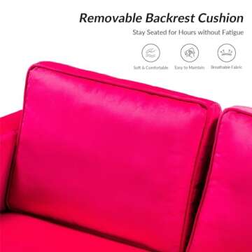HULALA HOME Modern Velvet Loveseat Sofa with Gold Legs, Comfy Upholstered Small Love Seat Couch with Removable Cushions, 2-Seater Sofa for Living Room Bedroom, Fushia