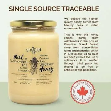 OneRoot Canadian Flower Honey 100% Pure Raw & Creamed