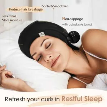 YANIBEST Silk Satin Bonnet Hair Wrap for Sleeping - Adjustable Stay on Silk Lined Slouchy Beanie Hat for Curly Hair and Braids