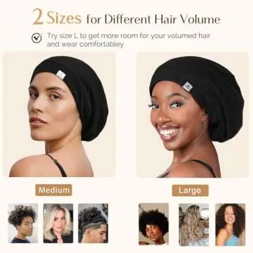 YANIBEST Silk Satin Bonnet Hair Wrap for Sleeping - Adjustable Stay on Silk Lined Slouchy Beanie Hat for Curly Hair and Braids