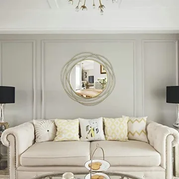 Ironsmithn Round 26.8” Decorative Wall Mirror in Gold