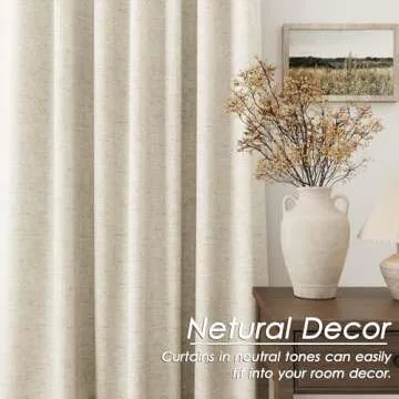 Beige Blackout Linen Curtains 102 Inches Long 2 Panels for Bedroom Back Tab Pinch Pleated Thermal Insulated Drapes Lightweight Boho Farmhouse Drop Cloth Room Darkening Curtain Taupe Tan