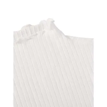 SweatyRocks Women’s Mock Neck Ribbed Long Sleeve Top White