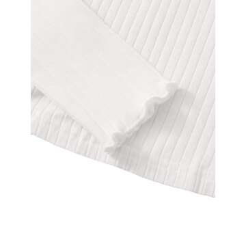 SweatyRocks Women's Casual Mock Neck Long Sleeve Ribbed Knit Slim Fit T Shirts White M