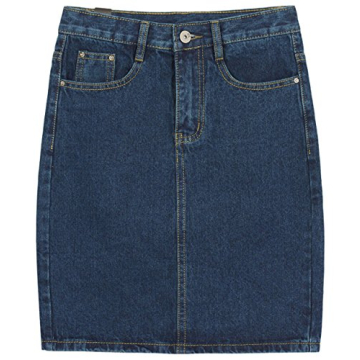 Chouyatou Women's Five-Pocket High Waisted Denim Skirt
