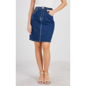 Stylish High Waisted A-Line Denim Skirt for Women