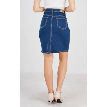 Stylish High Waisted A-Line Denim Skirt for Women