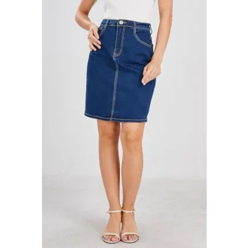 Stylish High Waisted A-Line Denim Skirt for Women