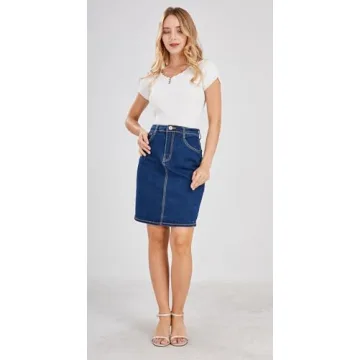 Stylish High Waisted A-Line Denim Skirt for Women