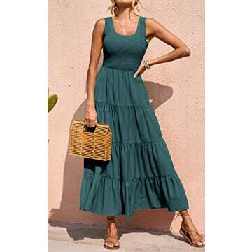 PRETTYGARDEN Sleeveless Summer Dresses for Women 2025 High Waisted Smocked Tank Maternity Dress Tier...