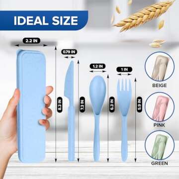 Portable Wheat Straw Travel Silverware Set - Eco-Friendly Utensils with Case