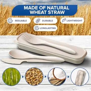 Eco-Friendly Wheat Straw Travel Silverware Set with Case