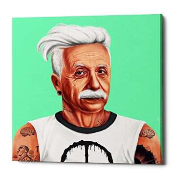 Epic Graffiti Albert Einstein Giclee Canvas Wall Art by Shimoni Illustrations, 18" x 18", Green