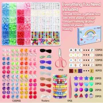 AIXPROBEAD Pony Beads Bracelet Making Kit,48 Colors Kandi Bead Kits for Friendship Jewelry Making, R...