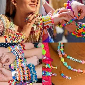 AIXPROBEAD Pony Beads Bracelet Making Kit,48 Colors Kandi Bead Kits for Friendship Jewelry Making, Rainbow Pony Beads Bulk with Letter Beads for Girls and Kids Age 5+