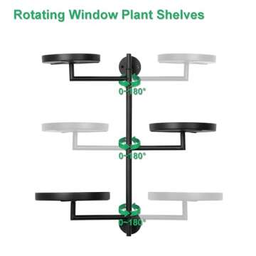 YFFSRJDJ Rotating Window Wall Plant Shelves Stand Holder, 3 Tiered Metal Floating Plant Shelf Hanger Indoor , Window Sill Gifts
