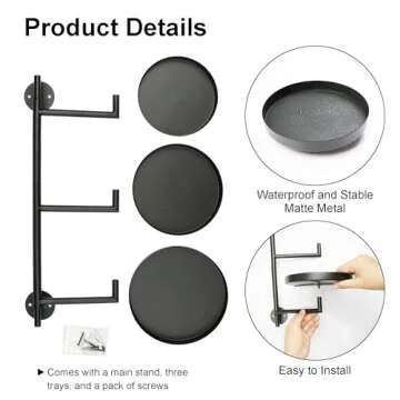 YFFSRJDJ Rotating Window Wall Plant Shelves Stand Holder, 3 Tiered Metal Floating Plant Shelf Hanger Indoor , Window Sill Gifts