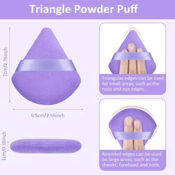 Triangle Powder Puffs DUAIU 4Pcs Powder Puff for Face Powder, Velvet Setting Powder Sponge Makeup Pu...