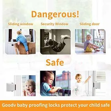 Child Proof Window Sliding Door Lock 4 Grey Packs (Suit for Working Space over 0.42in and under 1.18in) Security Your Baby Safe and Protect Kid outof Dangerous at Home (4, Grey)
