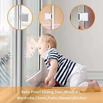 Child Proof Window Sliding Door Lock 4 Grey Packs (Suit for Working Space over 0.42in and under 1.18in) Security Your Baby Safe and Protect Kid outof Dangerous at Home (4, Grey)