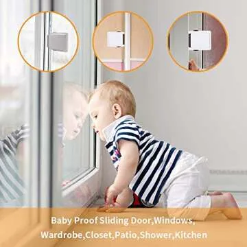 Child Proof Window Sliding Door Lock 4 Grey Packs (Suit for Working Space over 0.42in and under 1.18in) Security Your Baby Safe and Protect Kid outof Dangerous at Home (4, Grey)