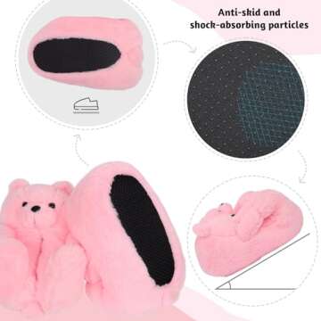 Alayger Women's Plush Teddy Bear Slippers Home Indoor Soft Anti-Slip Cute Winter Warm Floor Shoes Sl...