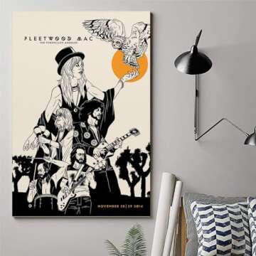 SkVLf Vintage Art Poster Fleetwood Mac Canvas Art Poster Decorative Painting Canvas Wall Poster 12x18inch(30x45cm) Modern Family Bedroom Decor