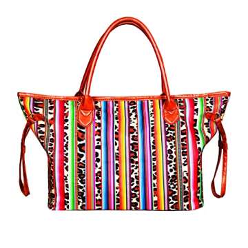 JIU HONG CHAO Large Canvas Tote Bag Leopard Consuela Bag WesternTote Bags with Faux Leather Handle M...