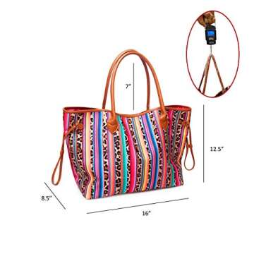 JIU HONG CHAO Large Canvas Tote Bag Leopard Consuela Bag WesternTote Bags with Faux Leather Handle Mexican Stuff Gifts for Women Mom