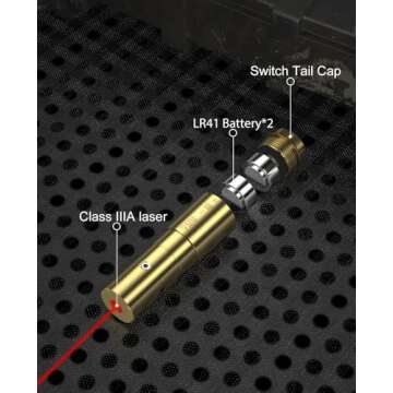Feyachi Bore Sighting Laser 9mm Red Dot Laser Boresighter for Handgun Pistol with Tail Switch Includ...