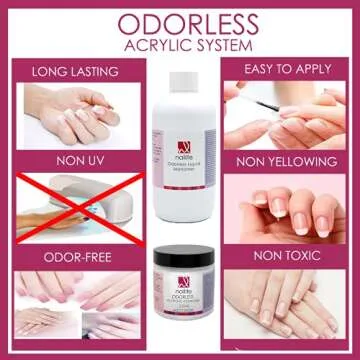 Nailite Odorless – Professional Acrylic Powder for Nail Extension System, Resistant, Long-Lasting, EMA Formula and Non-Yellowing Effect – Clear (4 Oz.)
