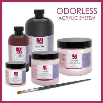 Nailite Odorless – Professional Acrylic Powder for Nail Extension System, Resistant, Long-Lasting, EMA Formula and Non-Yellowing Effect – Clear (4 Oz.)