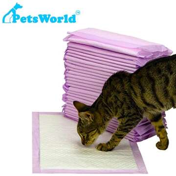 PETSWORLD Cat Pad Refills for Tidy Cats Breeze Litter System, Unscented, 100 Count 16.9x11.4 Inch