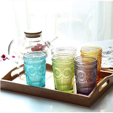 Kingrol Vintage Drinking Glasses Set of 6 for All Occasions