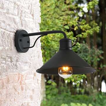 VICTOGATE 2 Pack Outdoor Wall Lights Wall Mount for House, Porch Light Fixtures, Matte Black Modern Farmhouse Outdoor Wall Sconce, Classic Barn Lights Outdoor & Indoor-E26 Socket