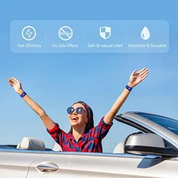 Cozyhealth Motion Sickness Wristband, Anti-Nausea Acupressure Wrist Band for Nausea Relief, Dizziness and Vomiting from Car Boat Flying Travel Sickness (Black/Grey/Dark Blue, 3 Pairs)