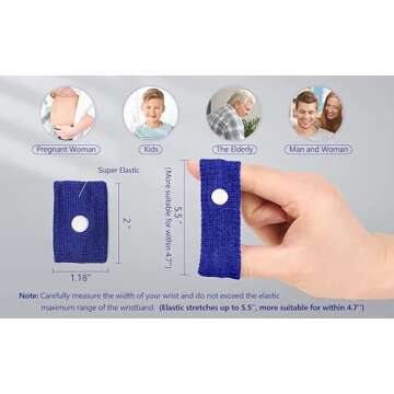 Cozyhealth Motion Sickness Wristband, Anti-Nausea Acupressure Wrist Band for Nausea Relief, Dizziness and Vomiting from Car Boat Flying Travel Sickness (Black/Grey/Dark Blue, 3 Pairs)