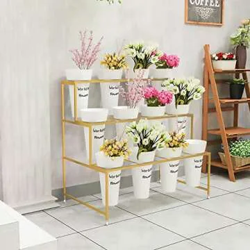 Flower Display Stand with 12 Buckets for Indoor to Outdoor