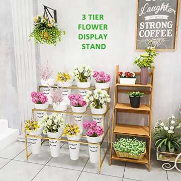 Flower Display Stand with 12 Buckets for Indoor to Outdoor