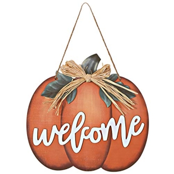 Jetec Fall Decor Pumpkin Welcome Sign Thanksgiving Door Hanger Wooden Pumpkin Decor Hanging Porch Si...