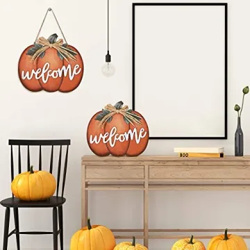 Jetec Pumpkin Welcome Sign for Fall & Thanksgiving